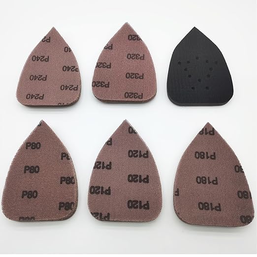 Mouse Mesh Sanding Sets, 1Pc Sanding Interface Pad and 50Pcs Sanding Paper 80 | 120 | 180 | 240 | 320 Grit Hook and Loop Sandpaper for Detail Sander -FMN51