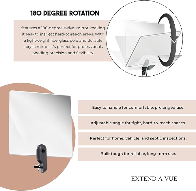 Inspection Mirror Replacement Works with Extend A Vue Extension Poles, 8 inch x 10 inch