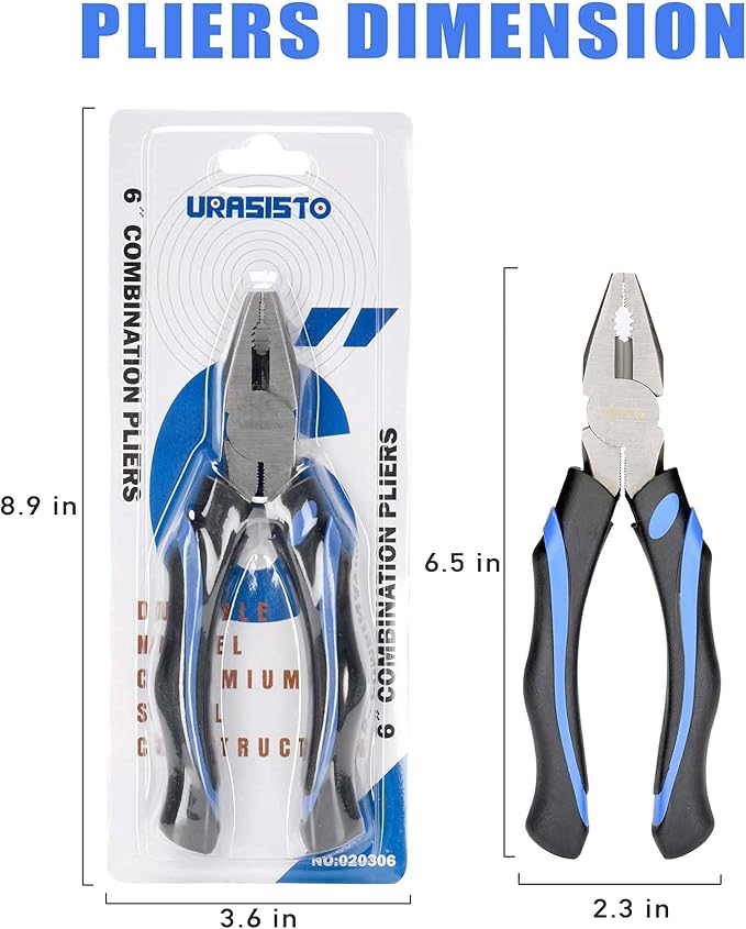 8-Inch Linesman Pliers with Rubber Grip Handle, Portable Home Hand Tools