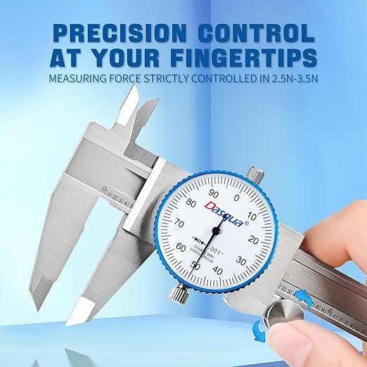 Dasqua Double Shock-Proof Dial Caliper Pro Monoblock High Precision with 0-12" Range,Accuracy of ±0.001''