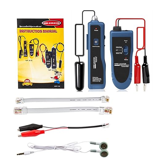 NOYAFA NF-816L Rechargeable Underground Cable Locator, Electrical Wire Tracer, Underground Wire Locator for Pet Fence Buried Sprinkler Valve, Locating Irrigation Tone Generator Kit Probe