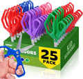 25Pack 5" Small School Student Pointed-Tip Craft Kids Scissors, Stainless Steel Blades Comfort Grip 5 Inch Safety Scissors Bulk for Kids Children Toodler Cutting Paper Crafting