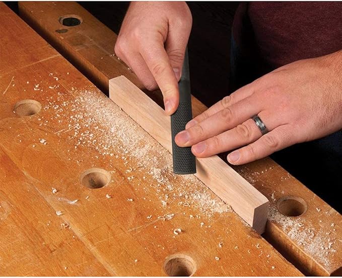 Wood Rasp File 4 Way Hand File and Round Rasp, Half Round Flat & Needle Files Wood Rasp Set for Sharping Wood and Metal Tools
