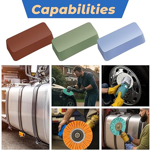 Amylove 8 Inch Airway Buffing Wheels Aluminum Wheel Polishing Kit in Diameter 5/8 Inch Arbor Hole, Polishing Compound and Metal Polish Kit for Angle Grinder (Fresh Color,6 Pcs)
