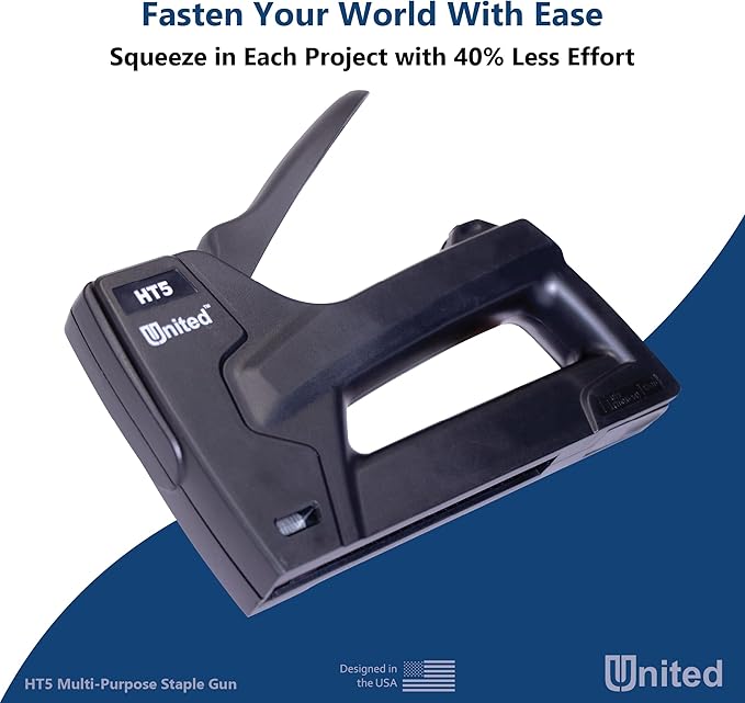 United Office Products HT5 Heavy Duty 2-in-1 Manual Staple Gun and Brad Nailer for Carpentry, Upholstery, Crafts, Professional and DIY Projects, Lightweight Plastic Body