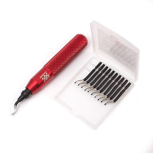 AFA Tooling - Deburring Tool with 11 High Speed Steel Swivel Blades - Works on Metal, Resin, PVC Pipes, Copper, Plastic and 3D Printed Edges - Plumbing & 3D Printing Burr Removal Reamer Tool