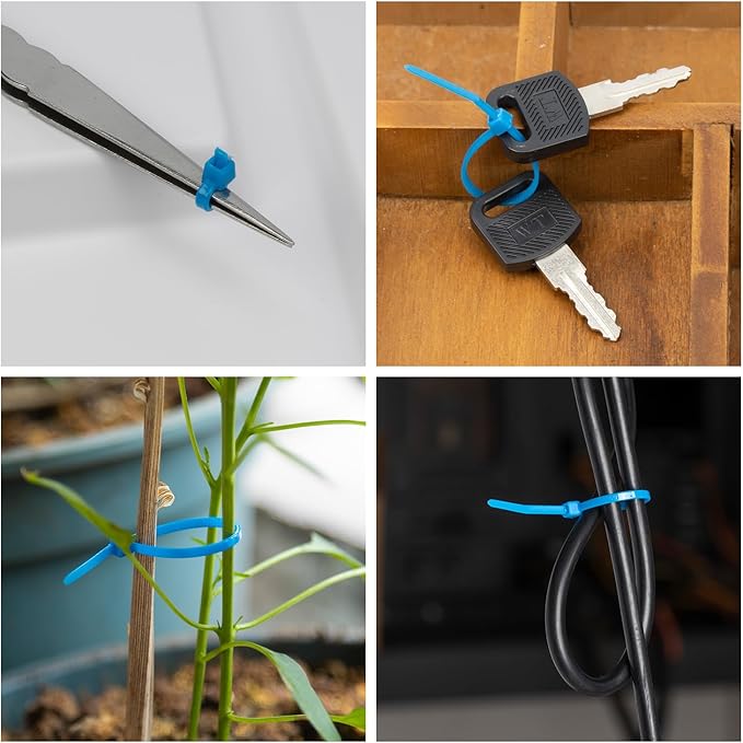 12 Inch Zip Ties Blue 1000 PCS, 50 Lbs- Heavy Duty Tensile Strength, Nylon PA66 UV Resistant Cable Ties for Indoor and Outdoor Use - Ideal for object bundling and fastening