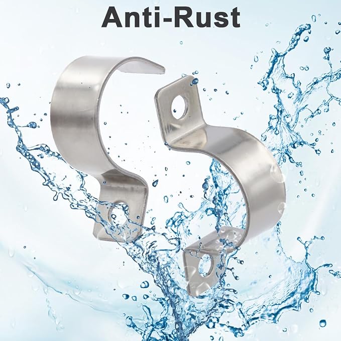 1/4 Inch Stainless Steel Conduit Clamps 2 Hole Pipe Clamps U Pipe Bracket Conduit Fixing Clips, Universal Clamp for Cylindrical Components - Fits OD 6 mm (Approx. 1/4") | 20 Pcs