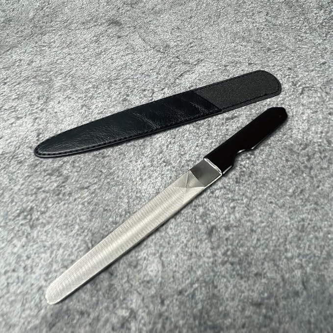Uniquely Curved Metal Nail File [ Made in Japan ] Premium Handcrafted Diamond Nail Filer
