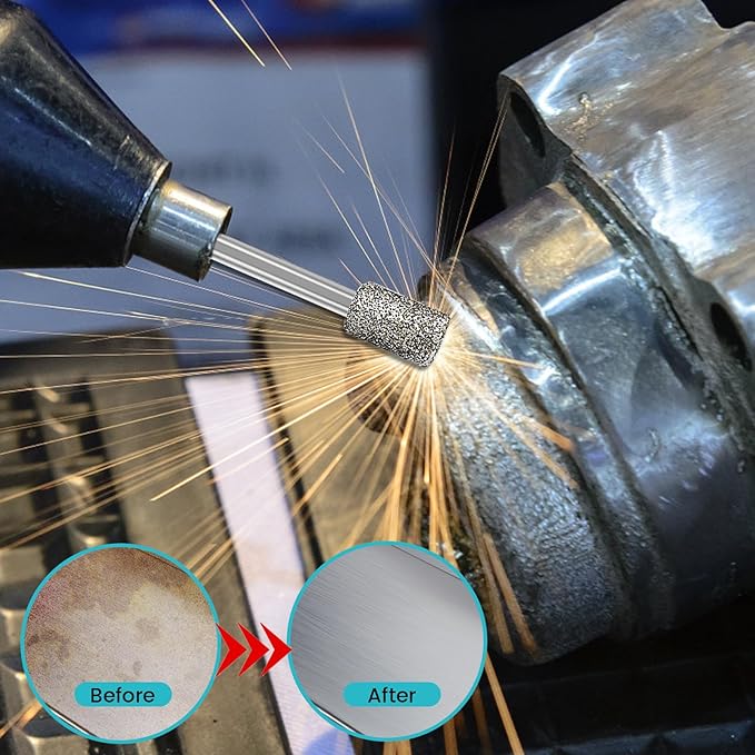 Stone Carving Set Diamond Burr Bits Compatible with Dremel, 46Grit 150Grit 24PCS Polishing Kits Rotary Tools Accessories with 1/8'' Shank for Engraving, Grinding, Stone, Rocks, Jewelry, Ceramics