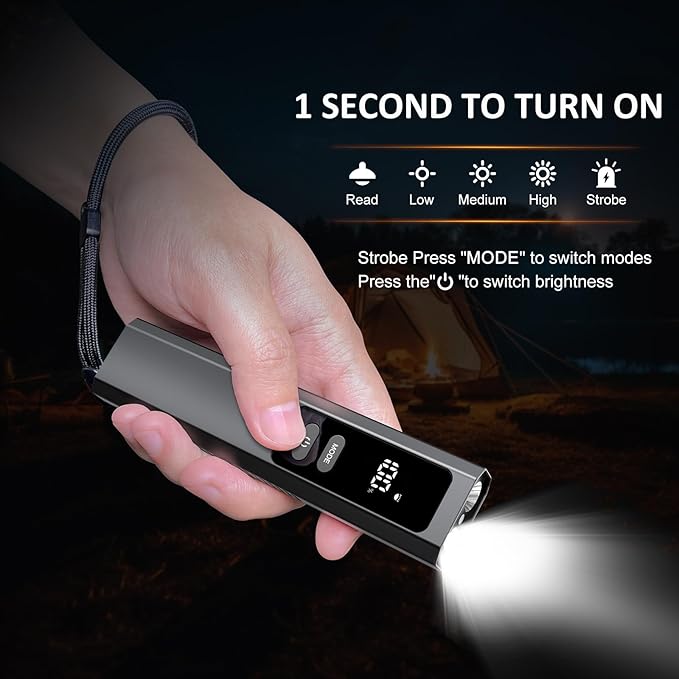5-in-1 Rechargeable EDC Flat Flashlight, High Lumens Pocket Torch with White LED, Green Beam, UV, Magnetic Base & Clip, Compact Flat Flashlight for Camping, Emergency, Work with Bag (Black)