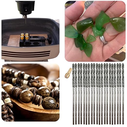 Drilax 1mm Diamond Drill Bit Set (20-Pcs) with Collet | Compatible with Dremel Rotary Tools | for Jewelry Making, Glass, Stone, Seashells & Gemstones