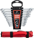 12-Piece Wrench Set, Metric and Standard Combination Wrench Set,Mirror Polished Finish CR-V Professional Spanner,Wrench Tool Set with Organizer Rack and Rolling Pouch