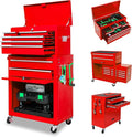 8-Drawer High Capacity Rolling Tool Chest, Big Storage Removable Tool Box Combo, Lockable Drawer Tool Cabinet for Workshop and Garage (Red)