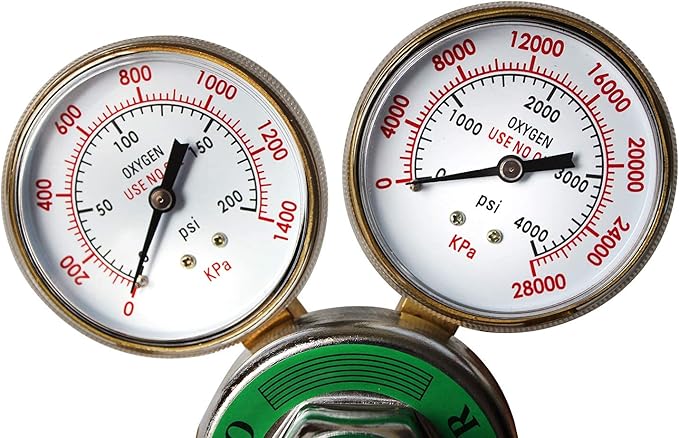 Heavy Duty Oxygen Regulator, Large Tank Gauge Cutting Torch Regulator, Outlet 0-200PSI Inlet 0-4000PSI CGA 540