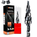 Four Spiral Flute Step Drill Bit for Metal,M35 Cobalt Unibit Step Drill Bit Set 3/16"-1/2"(6 Sizes),Wear-Resistant AlTiN Coated,1/4" Hex Shank for Metal, Stainless Steel, Aluminum, Plastic