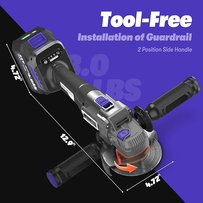 21V Cordless Angle Grinder Compatible with Makita 18V Battery, 4-1/2 Angle Grinder Tool with 2x4.0Ah Battery, 6-Piece Disc Set (Cutting/Grinding/Polishing),Variable Speed for Garage