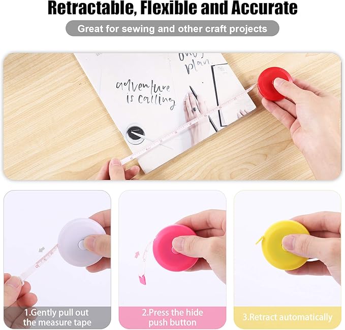 Tape Measure Body Measuring Tape, Retractable 60 Inch Soft Mini Measuring Tape, Small Sewing Fabric Tape Ruler for Cloth Waist Medical Nursing Craft(10 Pack)