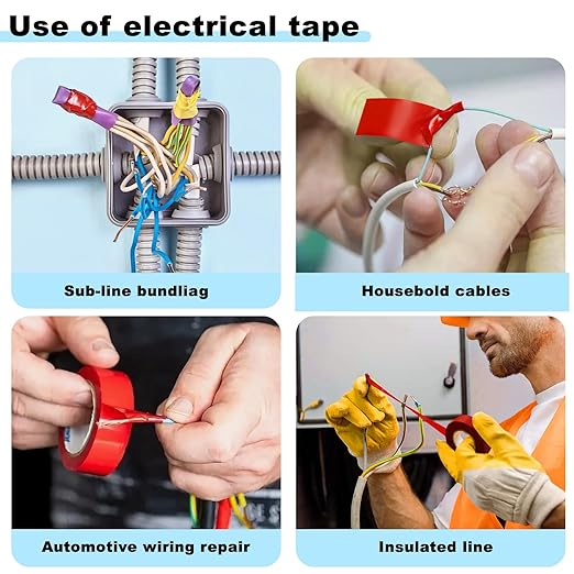 Romeda 9 Pack Electrical Tapes, Electrical Tape Water, Sun, and Oil Resistant, Electrical Tape is Suitable for Most Domestic, Commercial, and Industrial environments - Red