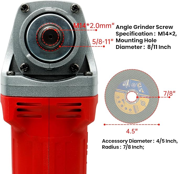 DOGTOOTH Max 21V 4-1/2'' Cordless Angle Grinder Set with 2 * 4.0 Ah Batteries, Compatible with Makita 18V Battery, Brushless Motor, Max10000 RPM, Charger, 4 Cutting&Grinding Discs and Carry Case