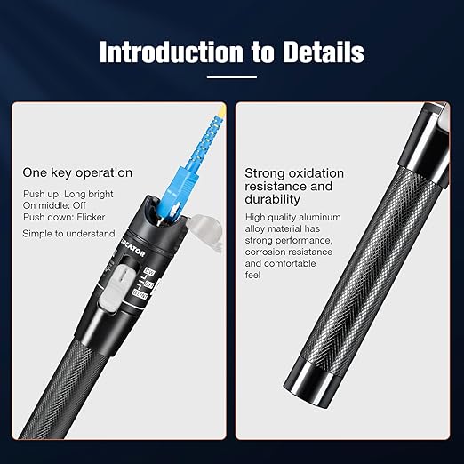 Visual Fault Locator,80-100KM Fiber Optic Cable Tester Meter, VFL Red Light Pen Light Source Testers(Black)