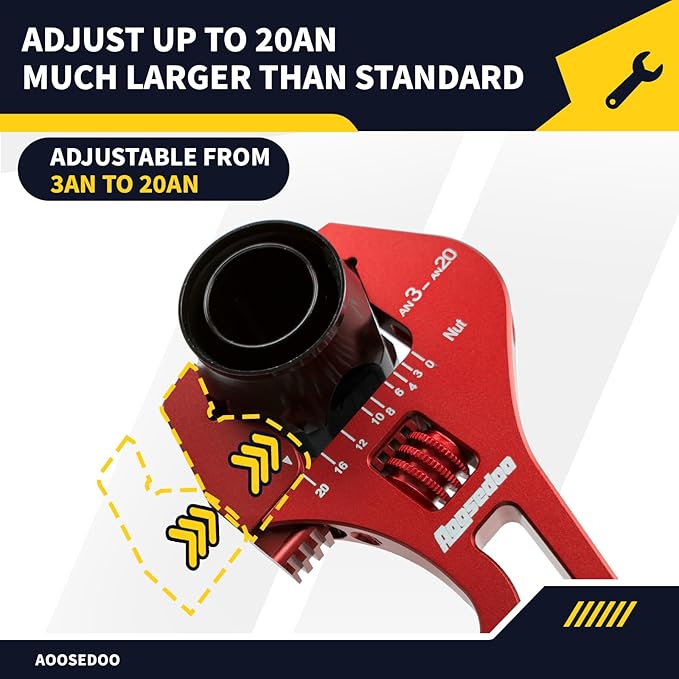 3AN-20AN AN Fitting Wrench AN Fitting Tool for AN Hose Fitting Assembly Adjustable Lightweight Aluminum Red With 6AN-AN8 Double-ended AN Wrench Blue