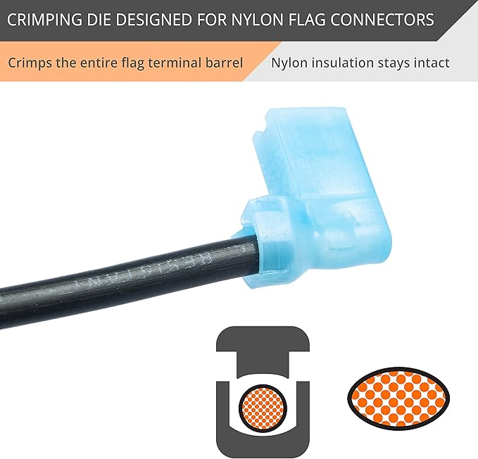 Wirefy Crimping Die for Insulated Flag Connectors - 22-14 AWG
