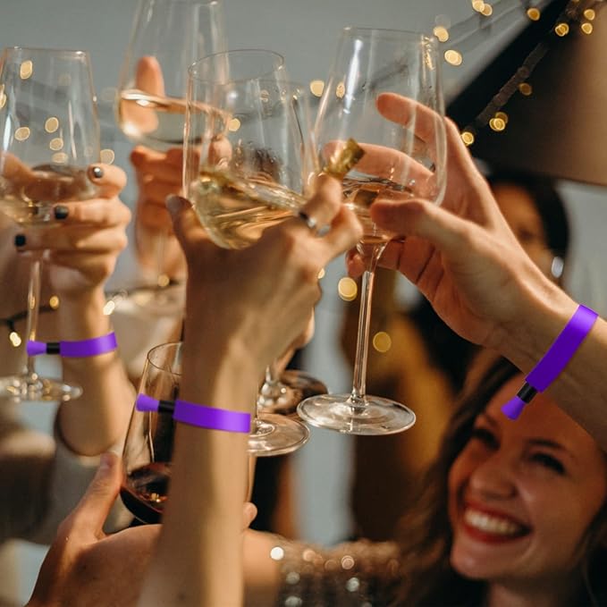 100 Pcs Cloth Event Wristband, Disposable Wristbands for Events, Colored Wristbands Events,for Lightweight Concert,Club Entrance Wrist Strap Party Wristband Event (Color : Purple1)