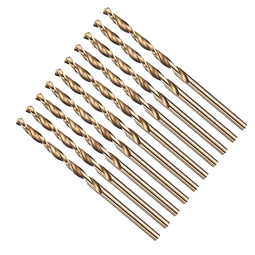 Drill Bit, 9/64" Cutting Diameter (3.572mm), 4241 HSS Gold 118° Cutting Angle Versatile Jobber Bits - (Applications: for Drilling Plastic Wood Soft Thin Metal), 10-Pieces