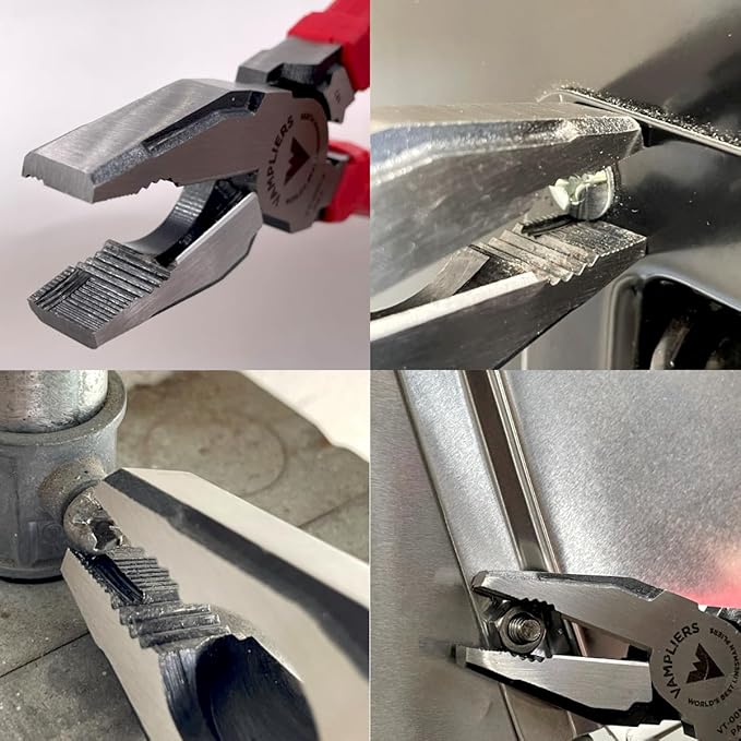 VAMPLIERS 9" Side Cutting Linemans Pliers with Crimper. Made in Japan. Heavy Duty High Leverage Design Screw Extractor Jaws