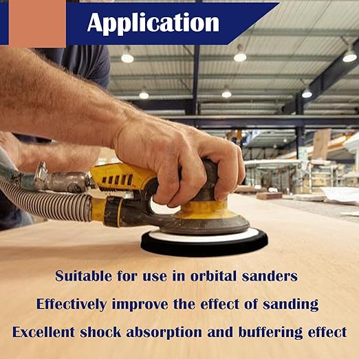 5 Pack 5 Inch Interface Pads 8 Holes, Orbital Sander Foam Pads Shock Absorption Cushion Buffer, Hook and Loop Foam Sanding Pads for Orbital Sander