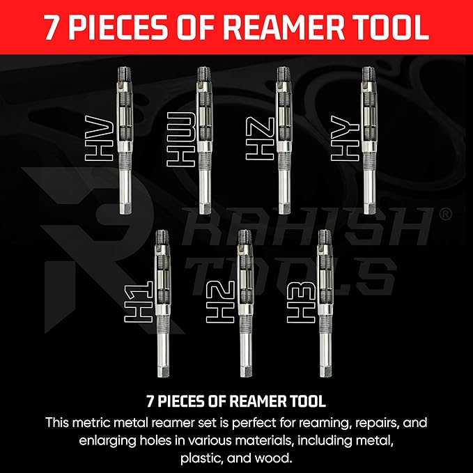 Adjustable Hand Reamer Tool HV to H3 Sizes - 1/4" to 15/32” Reaming Tool for Precise Hole Finishing with Carbon Steel Blades - Hand Tools Reamers for Metal & Wood - 6.35mm - 11.90mm