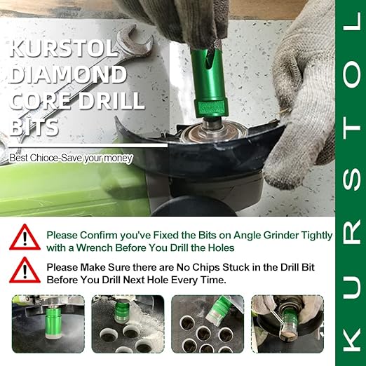 Tile Hole Saw Kit - 7pcs Diamond Core Drill Bits 6/8/10/20/35/50/65mm+4/5" Milling Finger Bit+2" Beveling Chamfer Bit+SDS Shank to 5/8"-11 Thread for Porcelain Ceramic Marble Granite
