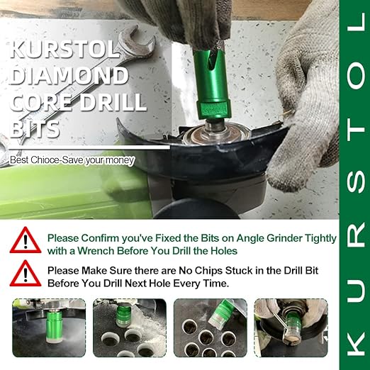 Tile Hole Saw Kit - 9pcs Diamond Core Drill Bits 6/6/8/20/25/35/50/65/100mm+4/5" Milling Finger Bit+2" Beveling Chamfer Bit+SDS Shank to 5/8"-11 thread for Porcelain Ceramic Marble Granite