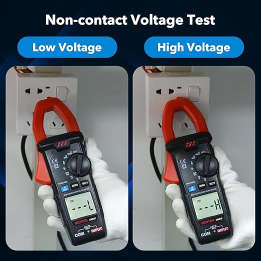 MESTEK Digital Clamp Meter Multimeter, TRMS 6000 Counts Auto-ranging Amp Voltage Tester, Measures AC/DC Current, Voltage, Temperature, Capacitance, Resistance, Continuity, Diode & NCV