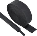 Black 2:1 Ratio Automotive Heat Shrink Braided Sleeving,Wear-Resistant Flat Woven Shrinkable Sleeve Fabric Car Cable Wires Hoses Protection (1"-35ft)