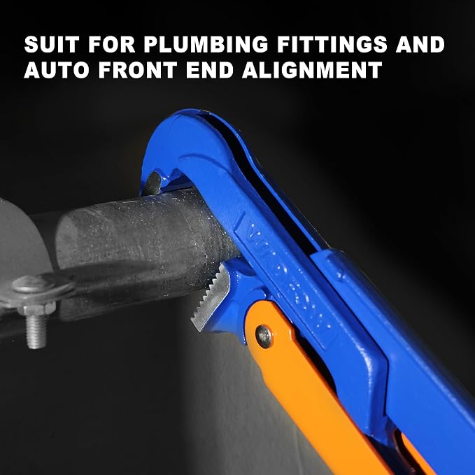Swedish Pattern Type A pipe Wrench: Size 2" with 67 mm Max Jaw Opening, 15 inch x 90 Degree Angle Corner Pipework, Red Lacquered Finish