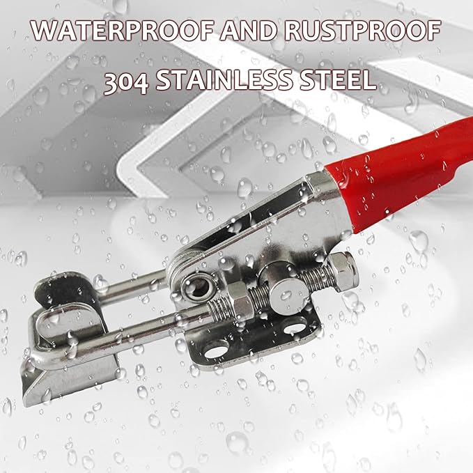 2pcs Heavy Duty Toggle Clamp Capacity 400LBs, 304 Stainless Steel Adjustable U Bolt Holding Quick Release Latch (40323-2pcs)