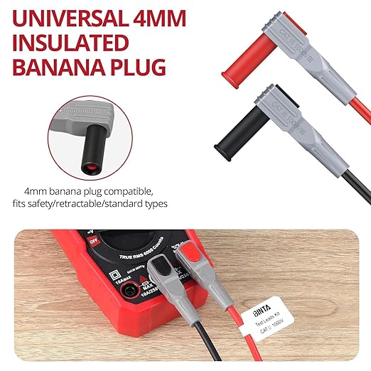 BINTA Multimeter Test Leads Kit for Home DIY, Electrical Test, Car Maintenance, Test Leads Kit with Replaceable Test Probes, Alligator Clips, Insulated Cap, Wrench CATIII 1000V 20A