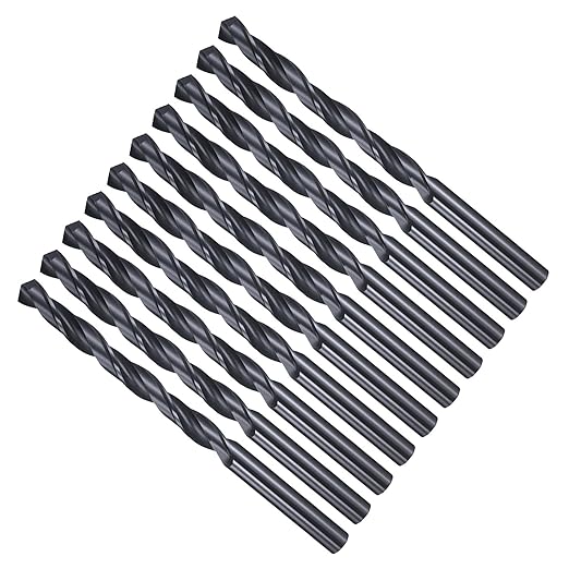 Drill Bit, 7mm Cutting Diameter, 4241 HSS Nitriding Black 118° Cutting Angle Versatile Jobber Bits - (Applications: for Drilling Plastic Wood Soft Metal), 10-Pieces