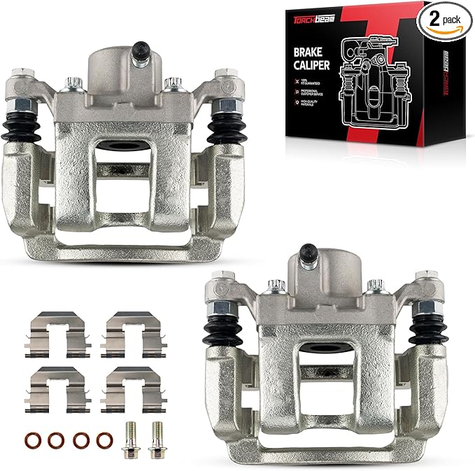 Torchbeam 2PCS Rear Driver and Passenger Side Brake Caliper for 2011-2014 Sonata, 2011-2014 Optima 2.4, 2015 Optima, 2015 Sonata, Disc Brake Caliper Assembly with Bracket Replace #19B6456+19B6457