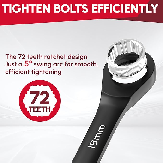 ARROW 12PCS Metric Ratcheting Wrench Set, Anti-Slip 6-18mm Combination Ratchet Wrench Set with Black Magnetic Tool Holder, Premium CRV Material, 72-Teeth, Corrosion-Resistant, Easy to Carry & Store