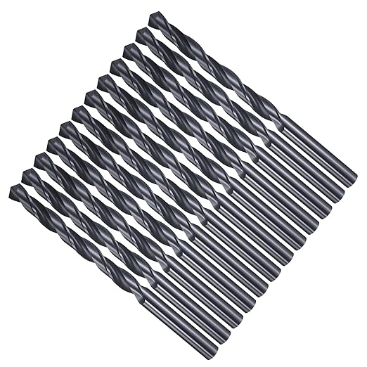 Drill Bit, 5/16" Cutting Diameter, 4241 HSS Nitriding Black 118° Cutting Angle Versatile Jobber Bits - (Applications: for Drilling Plastic Wood Soft Metal), 12-Pieces