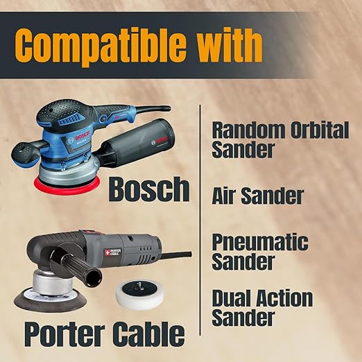 POWERTEC 120 Grit, 25 PK, 6 Inch Sanding Discs – Hook and Loop, 6-Hole Aluminum Oxide Orbital Sander Pads, Woodworking & Paint Round Sandpaper for Random Orbital, Air, Pneumatic & DA Sanders (45212)