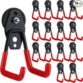 Landhoow Large Magnetic Hooks Heavy Duty Garage Magnet Hooks Strong Storage Utility Magnetic Hangers with Anti Slip Rubber Coating for Indoor and Outdoor Hanging(Red,14 Pcs)