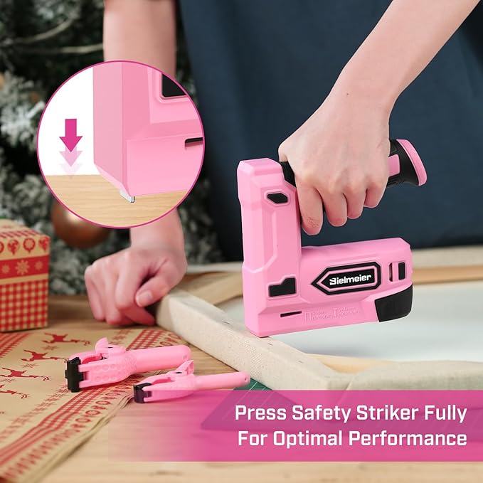 Pink Cordless Staple Gun, 2-in-1 Nail Gun Battery Powered with 2600Pcs Staples and Nails, 4V Brad Nailer Tacker Electric Stapler for Upholstery, Material Repair, Carpentry, Wood, DIY