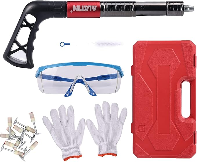Nail Gun Kit, 5-Speed Adjustable Manual Steel Nail Gun, Portable Wall Fastening Tool with 10pcs Nails, Ideal for Woodworking, Home Repairs & DIY Projects(red)