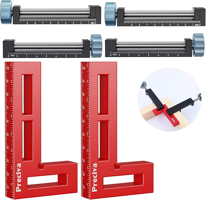 Preciva Corner Clamp for Woodworking, 90 Degree Right Angle Clamp, Aluminum Alloy Positioning Squares for Picture Frames, Cabinets, Drawers Boxes