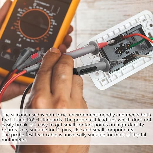 Test Leads Set HANDSKIT Double Insulated Electrical Multimeter Test Lead Kit, Test Leads Probes 4mm Banana Plug with Alligator Clips 30A and Needle Probe 0.7mm