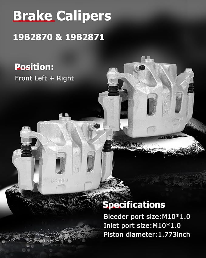 cciyu Front Left & Right Brake Calipers Assembly w/Bracket 19B2870 19B2871 For Infiniti 2006-2019,For Nissan 2009-2020